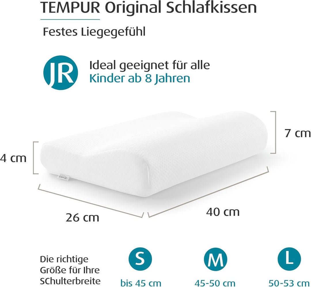 TEMPUR Original Junior Kinder-Kopfkissen, ergonomisches Nackenstützkissen für Kinder ab 8 Jahren, Me