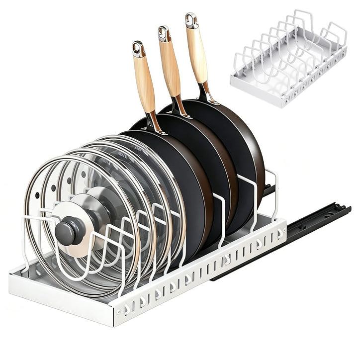 RANJIMA Topfdeckel Organizer, Ausziehbare Topfdeckel Organizer mit 8 Verstellbaren Fächern, Kitchen