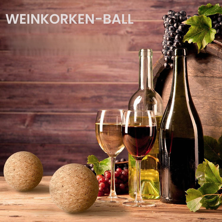 2 Stück Wein Kork Kugel Holz Kork Kugel Stopper für Wein Karaffe Flasche Ersatz (2,1 Zoll/ 5,5 cm)