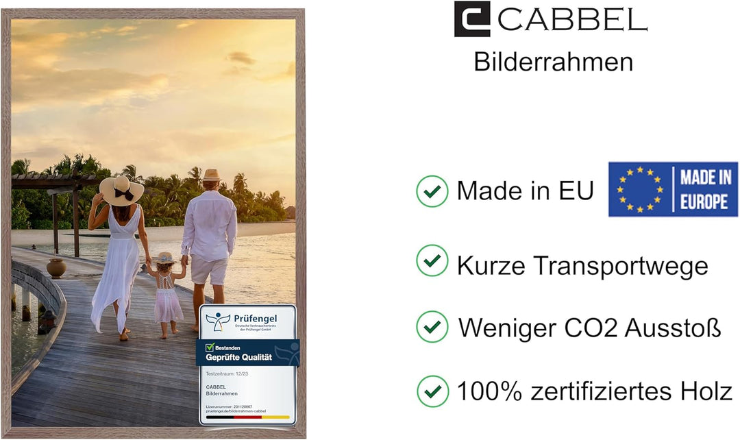 CABBEL 1x Bilderrahmen 50x70 cm Eiche Dunkel Rahmen 1-Pack | Dokumentenrahmen, Collage, Poster | MDF