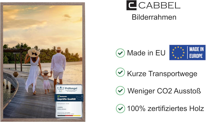 CABBEL 1x Bilderrahmen 50x70 cm Eiche Dunkel Rahmen 1-Pack | Dokumentenrahmen, Collage, Poster | MDF