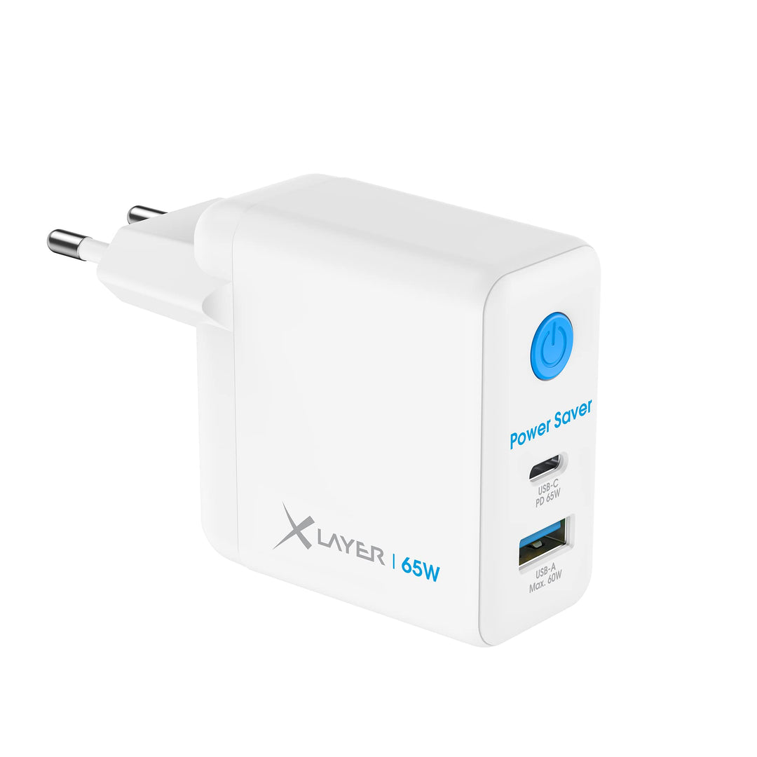 XLayer Power Saver 65W USB C Ladegerät PD Netzteil Knopfdruck Schnellladegerät mit Strom-Stopp-Funkt