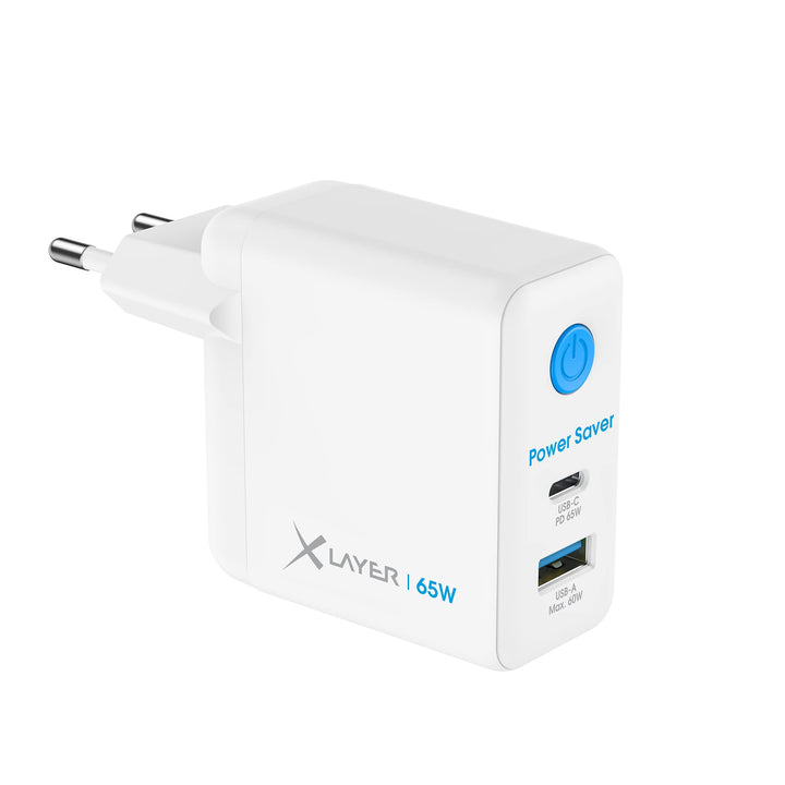 XLayer Power Saver 65W USB C Ladegerät PD Netzteil Knopfdruck Schnellladegerät mit Strom-Stopp-Funkt
