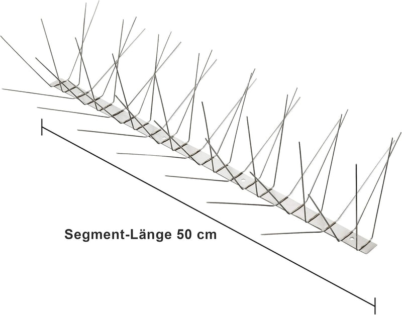 Profi Edelstahl Taubenspikes 6 Reihig - Effektive Taubenabwehr- Vogelabwehr Edelstahlleiste Spikes f