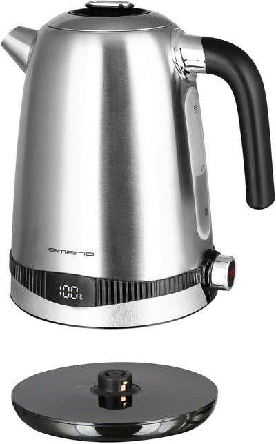 Emerio WK-124658.1 Edelstahl Wasserkocher, 1.7 Liter, 2200 Watt, Temperaturwahl [40°|50°|60°|70°|80°