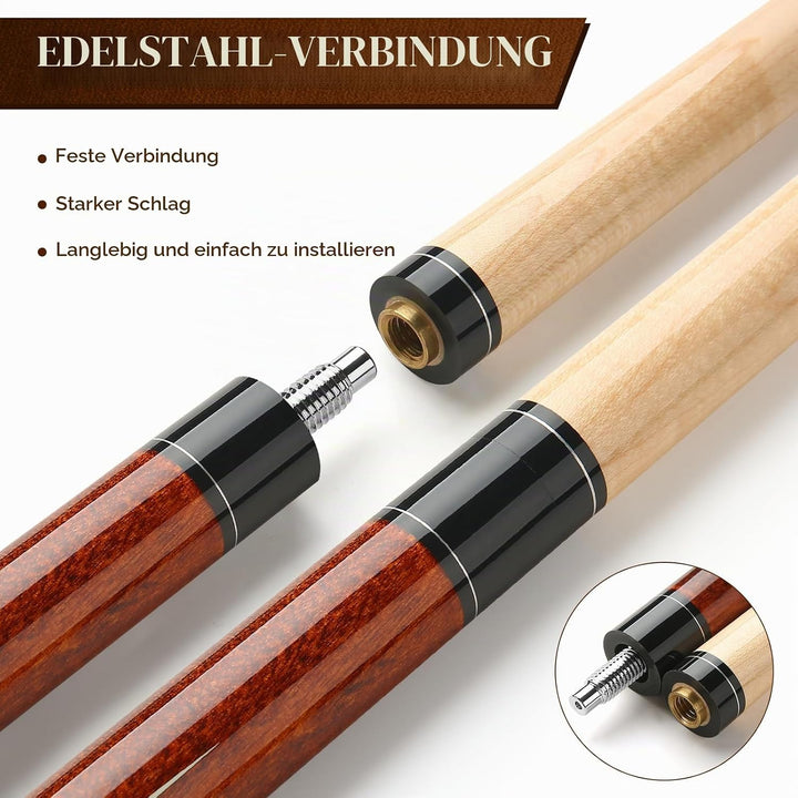 ASMPCUE Pool Queue, 58 Zoll Billard Queue Hardwood Pool Cue 13mm Spitzen für Professionelle Billards