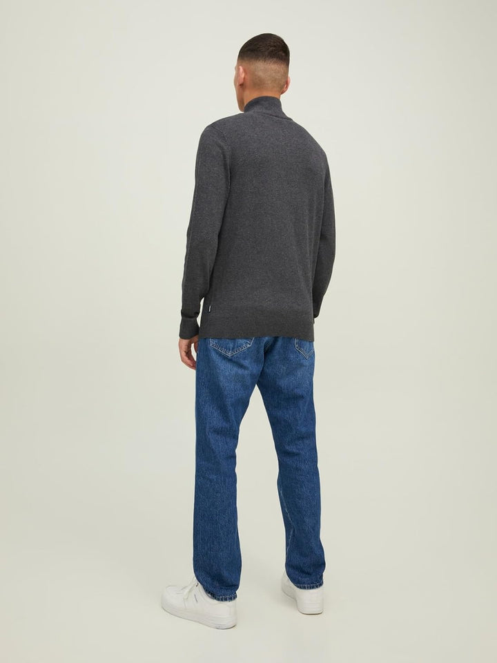 JACK & JONES Male Strickjacke mit Viertelreissverschluss Einfarbig Strickjacke mit Viertelreissversc