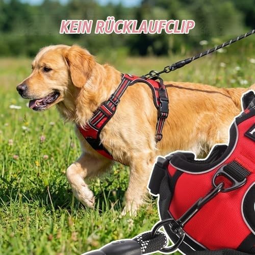 Funfox Hundegeschirr Grosse Hunde, Anti Zug Brustgeschirr Verstellbares Geschirr Hund, Antiziehgesch