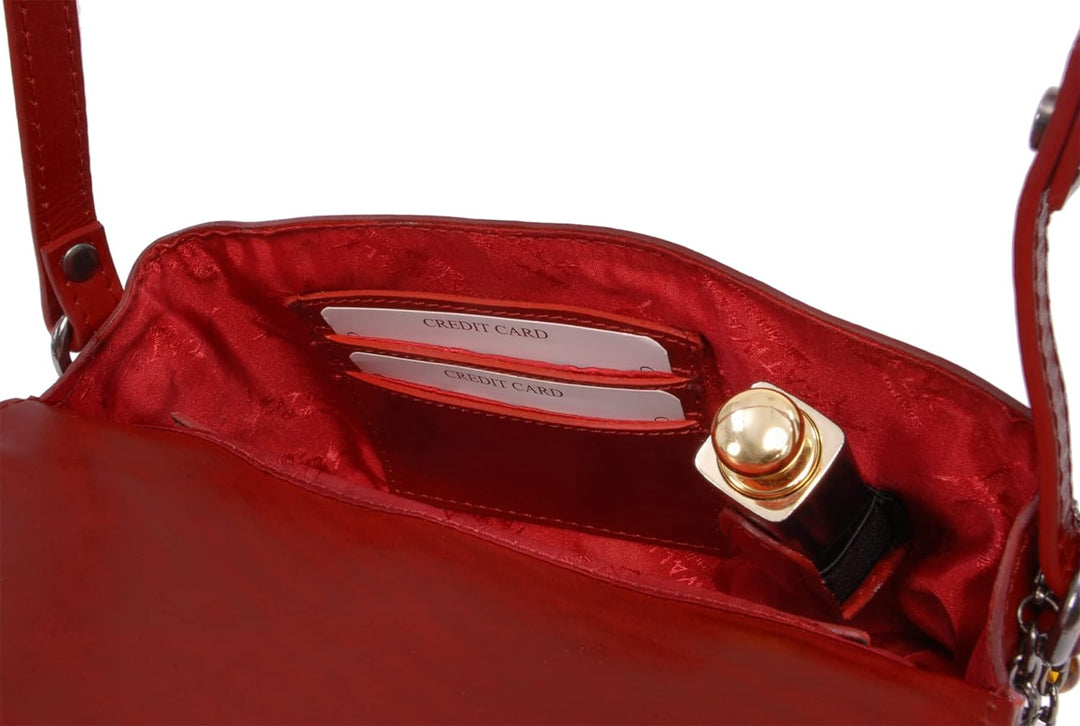 Catwalk Collection Handbags - Leder - Klien Umhängetasche/Schultertasche - FLORENCE Rot Cs, Rot Cs