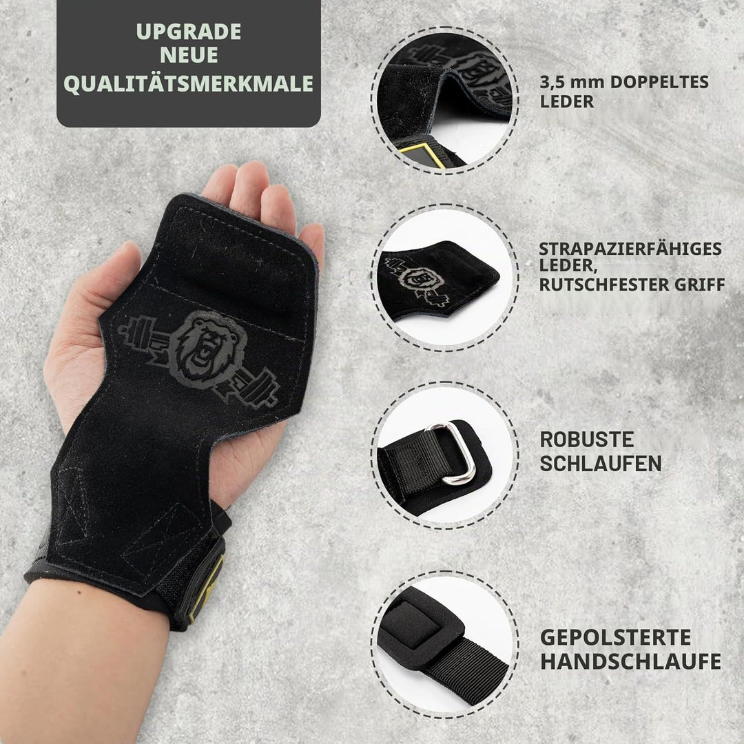 MANUEKLEAR Gewichtheben-Handgelenkbänder mit gepolsterter Handgelenkschlaufe, Leder-Gewichtheben, Ha