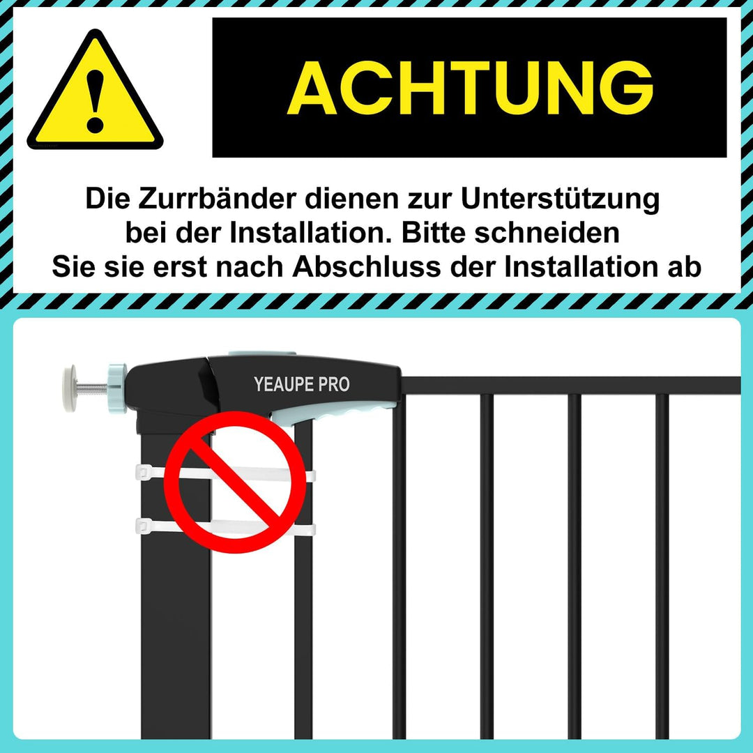 YEAUPE PRO Kindergitter Ohne Bohren, für Breiten 74-78 cm | Türschutzgitter mit Wandschutz Pads | Tr