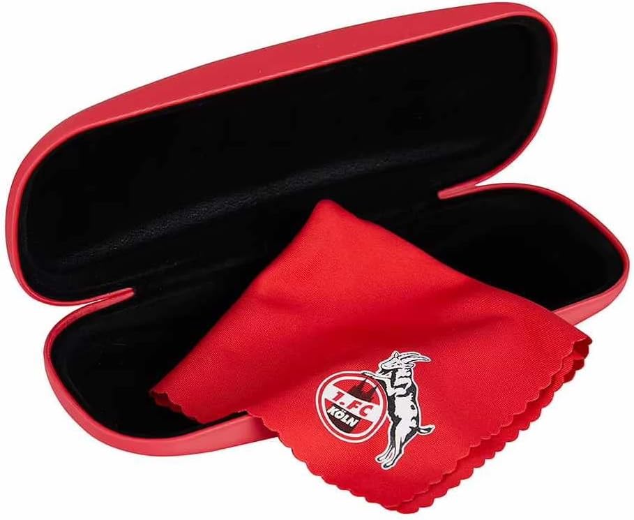Köln Cologne 1. FC Brillenetui - Ungerwähs rot Hartschale Etui mit Putztuch Plus Lesezeichen I Love