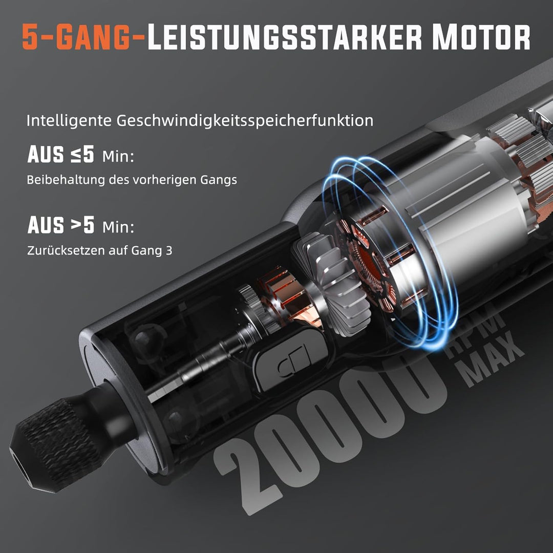Katerk Mini Akku Multifunktionswerkzeug,5 Gang Rotationswerkzeug Set,5000-20000 U/min & 70 Zubehörte