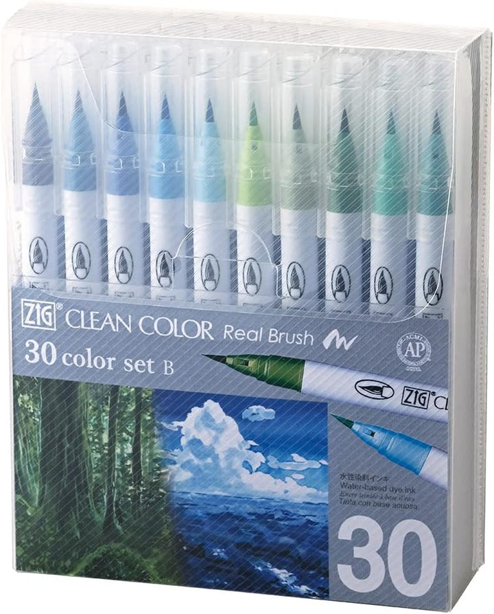 Kuretake Zig Clean Color Pinsel-Set, rauchige Farben, 30 Farben set B, [2022 Neue Farbe] 30 Farben S