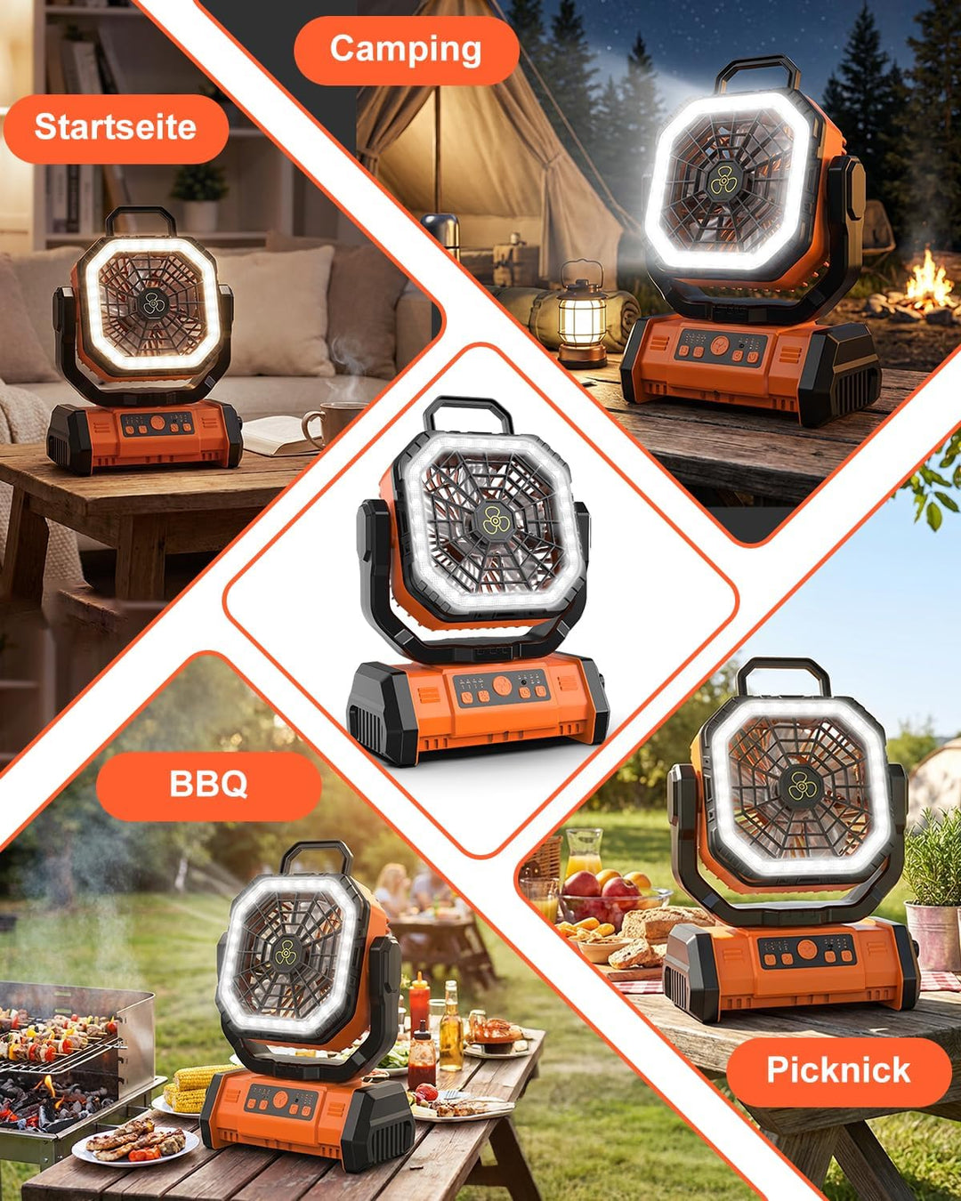 Camping Ventilator, [20000 mAh] Spopal Wiederaufladbarer Tragbarer Ventilator, 1/2/4/8-Timer, mit Fe