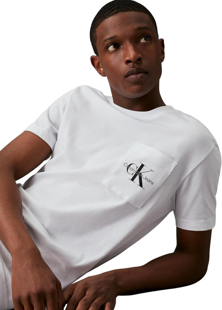 Calvin Klein Herren T-Shirt Kurzarm Core Monologo Rundhalsausschnitt L Weiss (Bright White), L Weiss