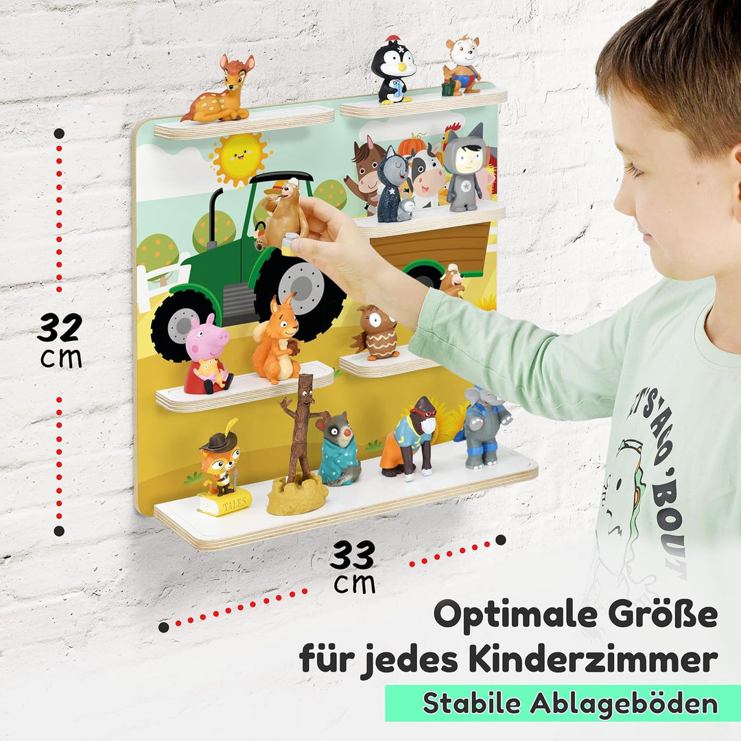 stadtecken Holzregal für Musikbox – Passend für Toniebox & ca. 40 Tonies | Perfekte Aufbewahrung für