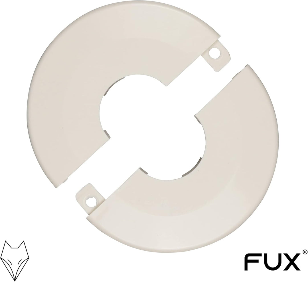 FUX 2 Stück Einzel Heizungsrohr Rosette, grosser Aussen-Ø 65mm, Innen-Ø 10mm - 43mm, Heizung, Rohrab