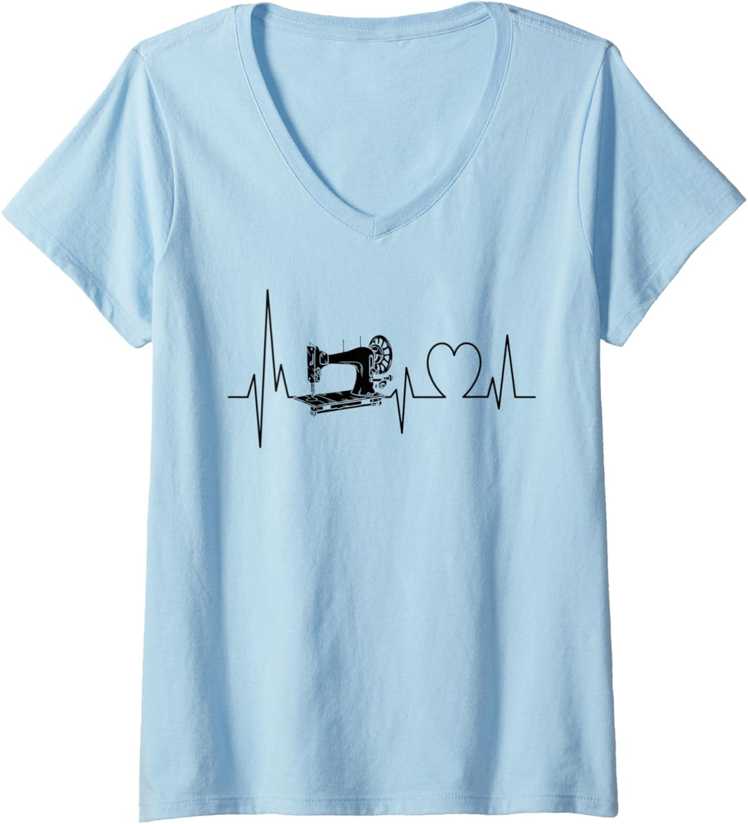 Damen Nähmaschine Herzschlag Näherin Stricken Schneiderin Geschenk T-Shirt mit V-Ausschnitt