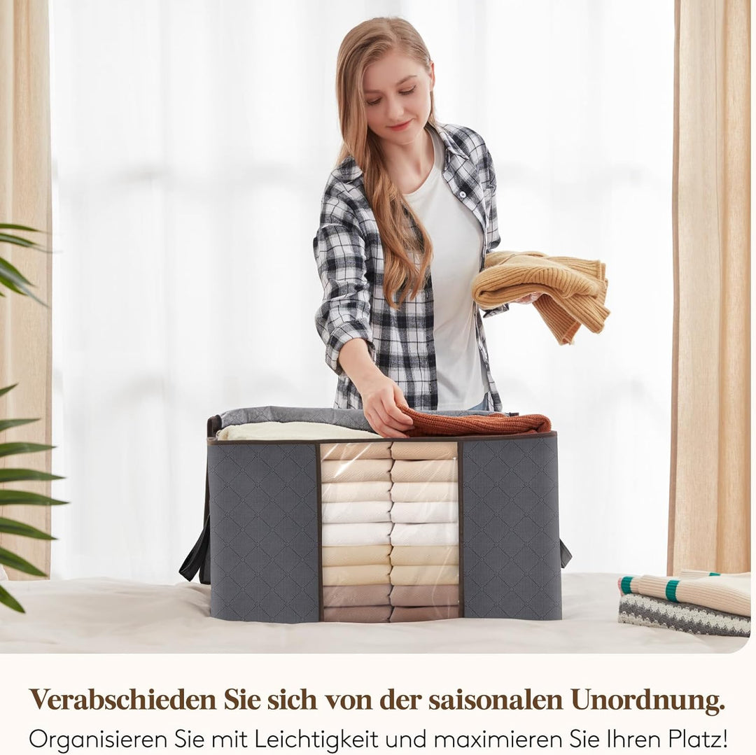 Lifewit 6 Stück 90L Aufbewahrungstasche, Aufbewahrungsbox mit Deckel, Gross Kleideraufbewahrung Umzu