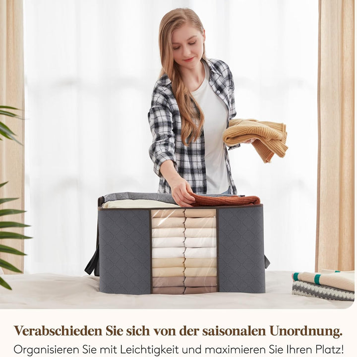 Lifewit 6 Stück 90L Aufbewahrungstasche, Aufbewahrungsbox mit Deckel, Gross Kleideraufbewahrung Umzu
