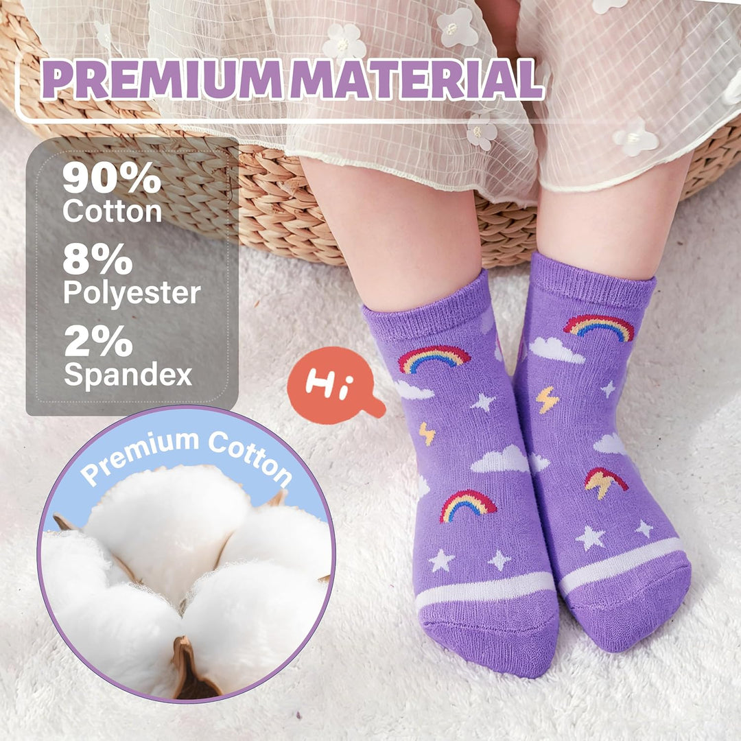 ANTSANG 12 Paare Stoppersocken Kinder Baby Mädchen Socken Anti Rutsch / Rutschfeste Socken Baumwolle