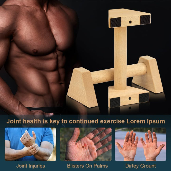 flintronic Liegestützgriffe Holz, 1 Paar Rutschfeste Push Up Bars, Holz Parallettes, Ergonomische Ha