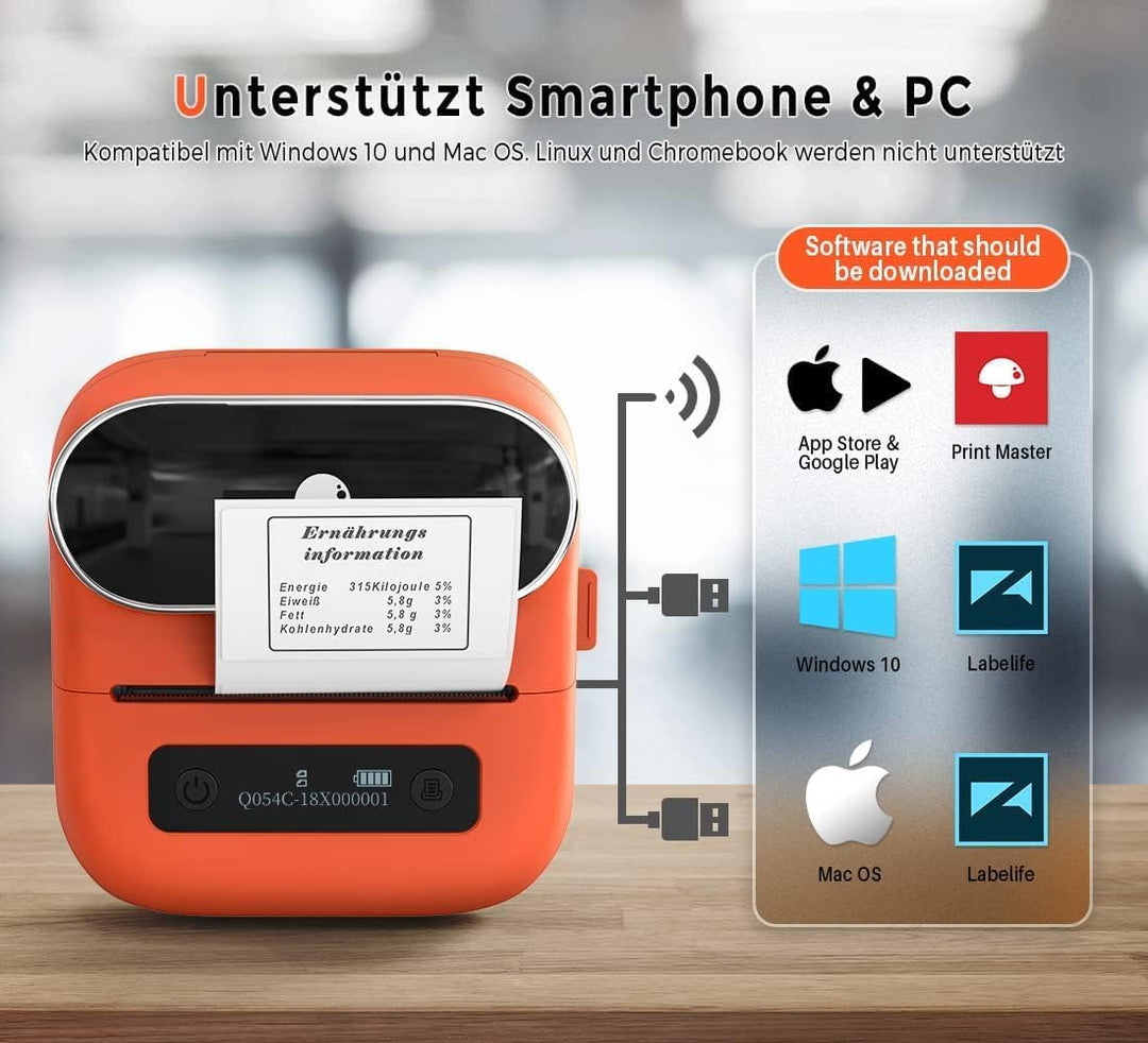 Phomemo M220 Etikettenhersteller, tragbarer Drucker, 80cm Bluetooth | Thermoetikettendrucker für Bar
