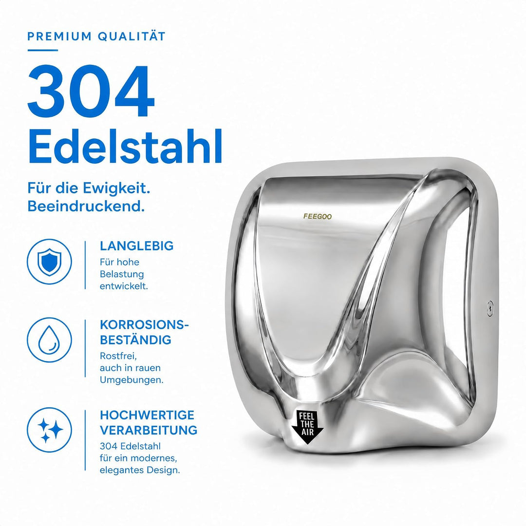 Automatischer Händetrockner aus Edelstahl, 240 V, Hochglanz