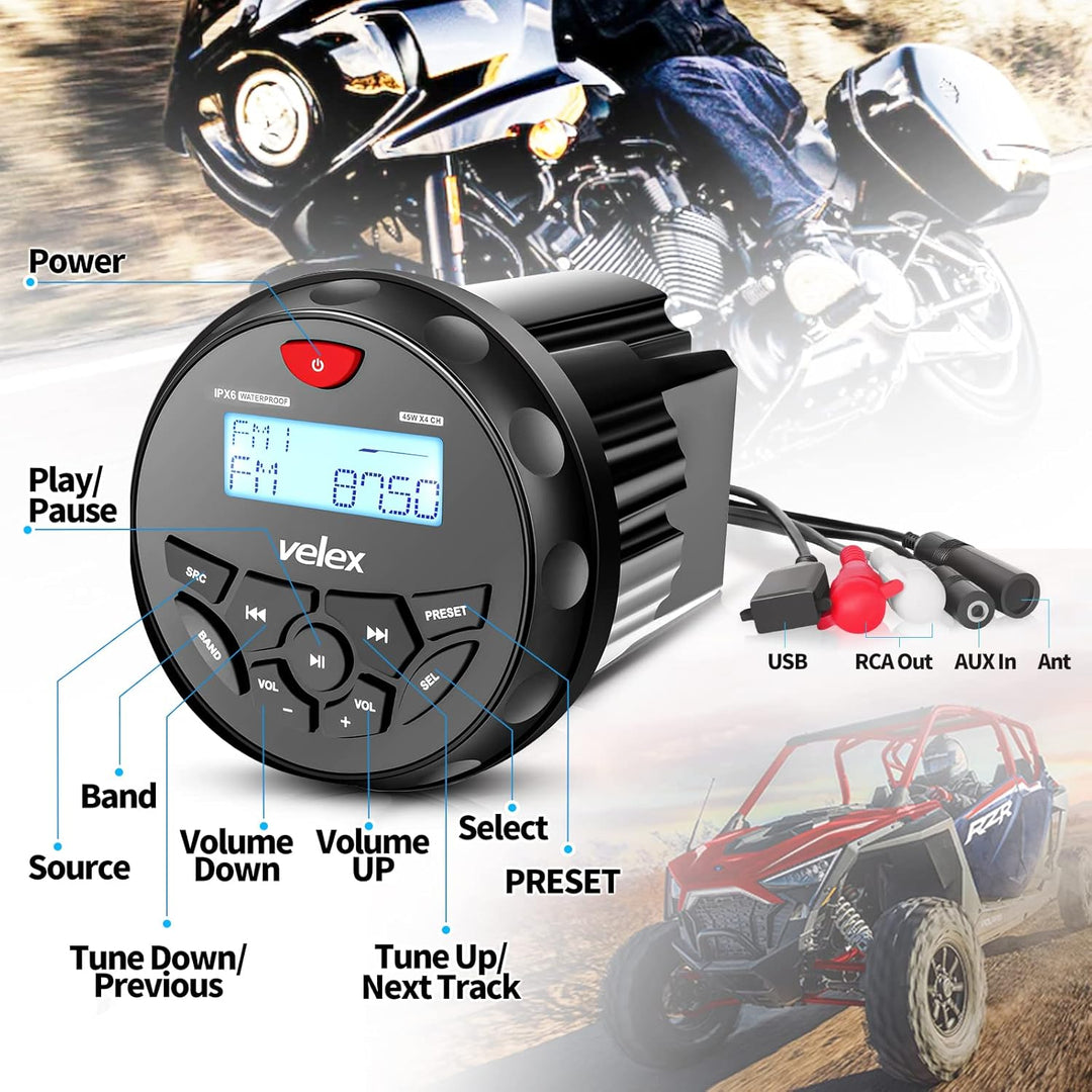 Wasserdicht Bluetooth Marine Stereo-Empfänger mit MP3 Player am DAB+/AM/FM Radio und USB für Streami