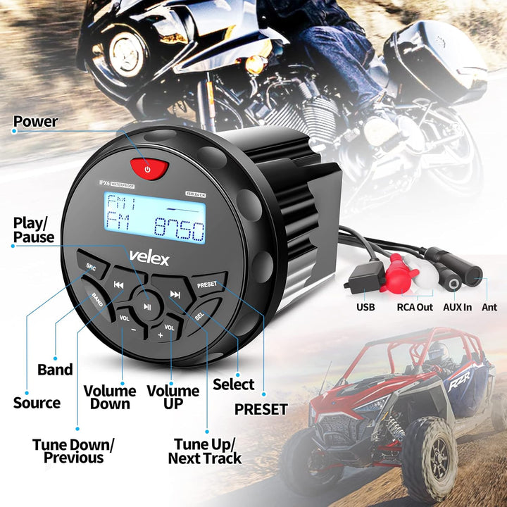 Wasserdicht Bluetooth Marine Stereo-Empfänger mit MP3 Player am DAB+/AM/FM Radio und USB für Streami