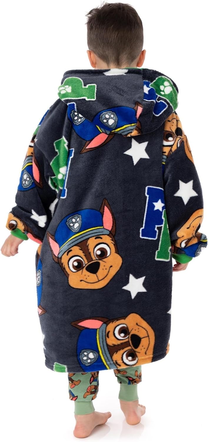 Paw Patrol Boys Oversized Blanket Hoodie | Kinder Mädchen jagen Polizei Rettung Tier Cartoon Grau Vu