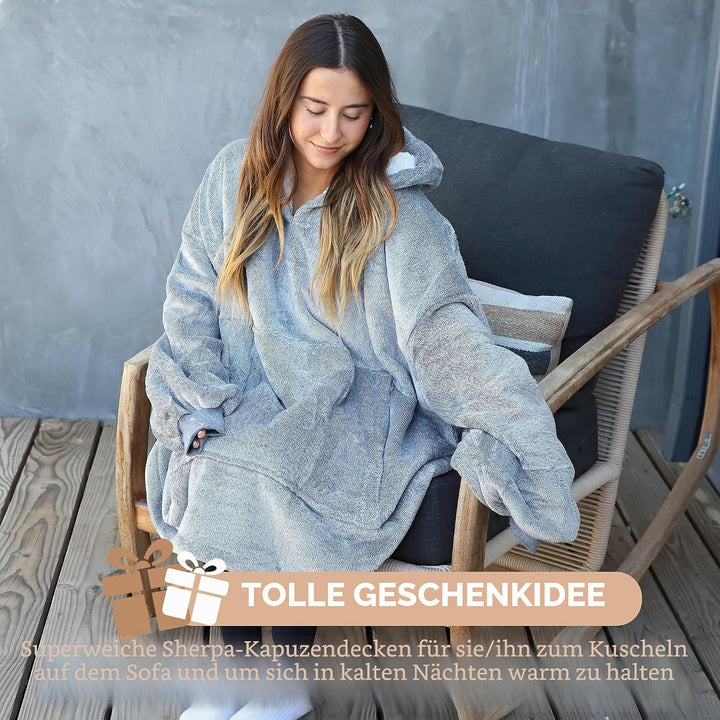 Catalonia Classy Oversized Sherpa Hoodie Decke, grosses Kapuzen-Sweatshirt für Frauen, weiche gemütl