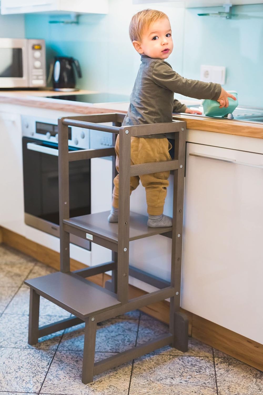 Fillikid Lernturm Tower höhenverstellbar 40 - 60 cm Hartholz grau | 1550-07