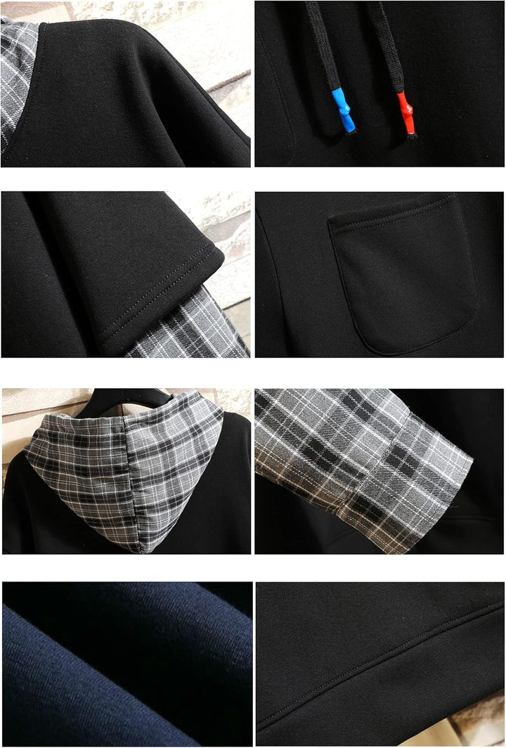 Moshtashio Kapuzenpullover für Herren, Patchwork Hoodie mit Kontrastfarbe Langarm Basic Sweatshirt P