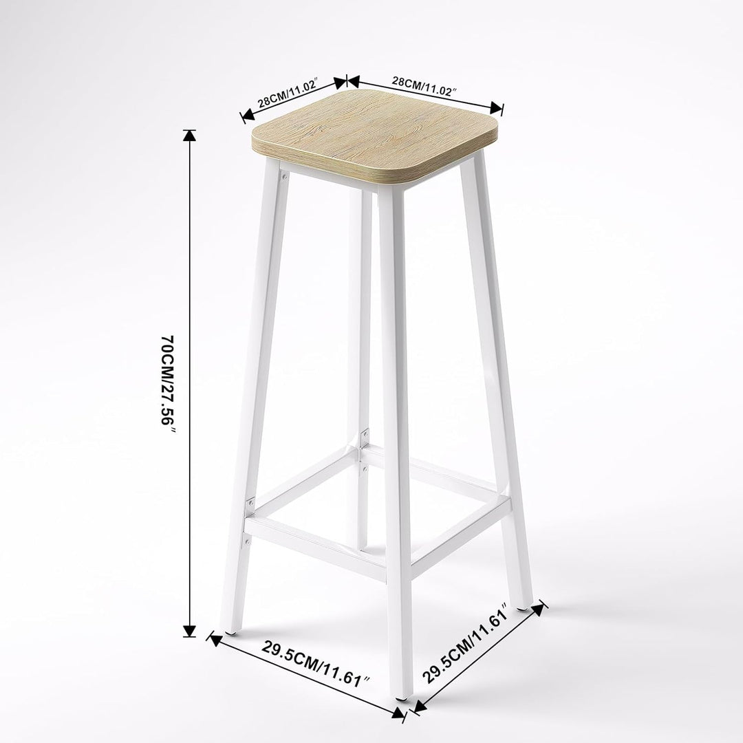 YMYNY 2er Set Barstühle, Küchenstühle, Barhocker, Holzoptik mit Metallrahmen, Industriestil, 28 x 29