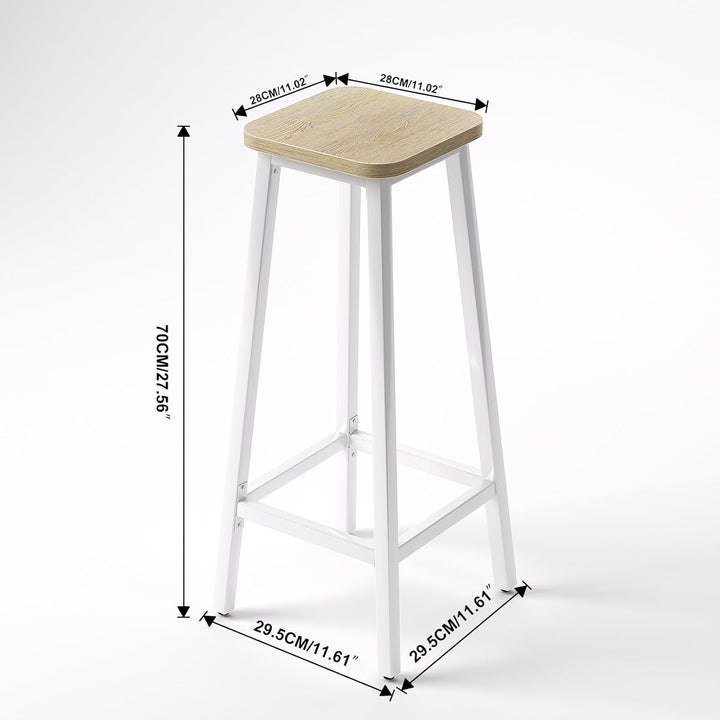 YMYNY 2er Set Barstühle, Küchenstühle, Barhocker, Holzoptik mit Metallrahmen, Industriestil, 28 x 29