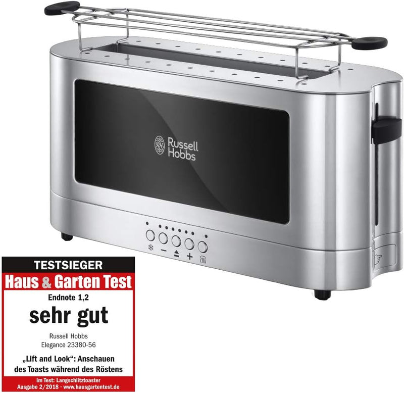 Russell Hobbs Wasserkocher, Glas Elegance, 200W & Toaster Langschlitz Elegance Glas/Edelstahl, inkl.