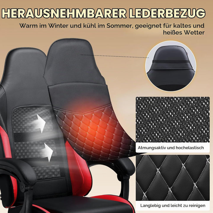 GTPLAYER Gaming Stuhl, Gaming Chair, Ergonomischer Höhenverstellbarer Bürostuhl, Zweckmässig für Win