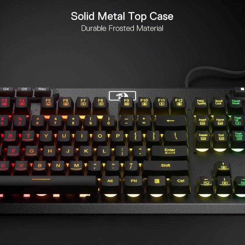 Redragon K513 RGB-Membran-Gaming-Tastatur, lineare mechanische Standardtastatur mit 104 Tasten und 5