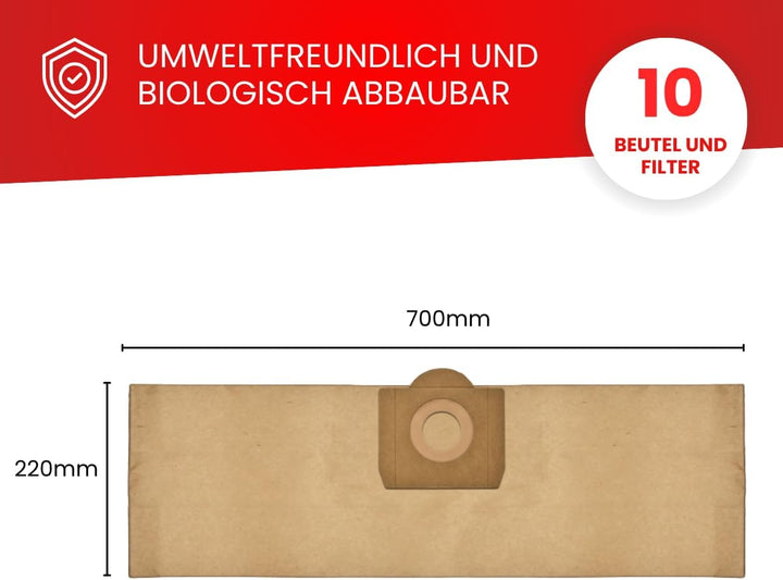 Invest - Staubsaugerbeutel Ersatz, Filtertüten Beutel Kompatibel mit Kärcher Staubsauger: WD3, MV3,