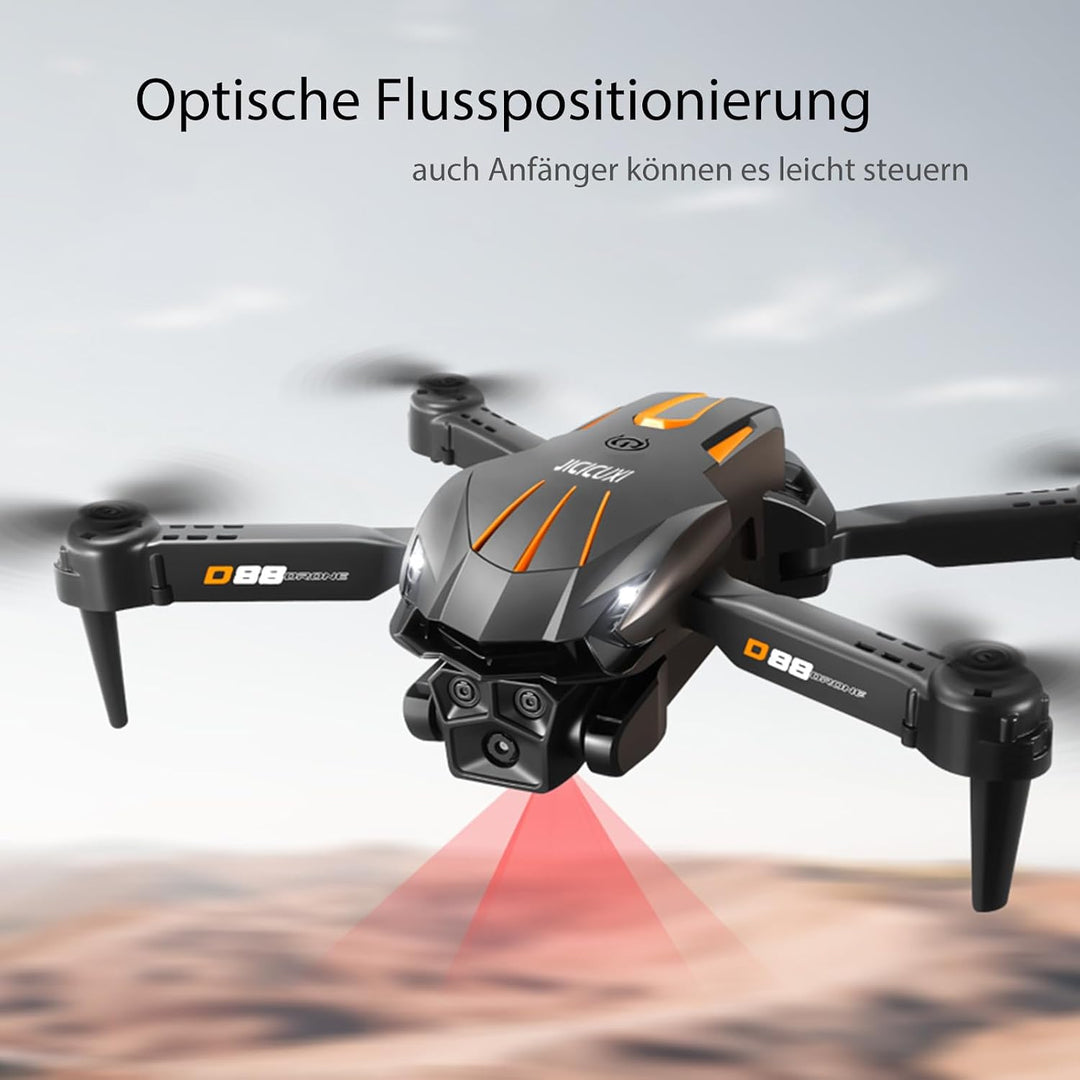 Drohne mit Kamera 4K, Faltbare Mini Drohne mit kameraür Anfänger, Dual-Kameras, 2 Akkus für längere