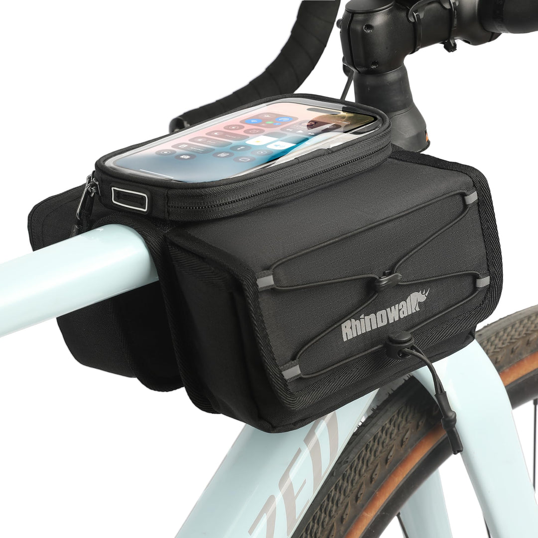 Rahmentasche Fahrrad Oberrohrtasche Wasserdicht Touchscreen Handytasche für 4,7-6,5 Zoll mit Regensc
