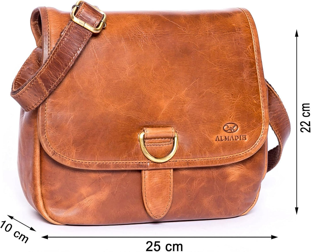 ALMADIH Premium Leder Damentasche Umhängetasche LOLA Ledertasche Handtasche Schultertasche Freizeitt