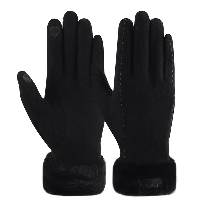 ZASFOU Damen Winter Touchscreen Handschuhe mit Thermo Fleecefutter, Warme und Dick Wolle Schwarz L,