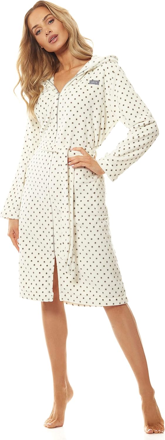 L&L - 9156 Long Luxury Toweling Damen Weicher Langarm Bademantel. Extrem Leicht. Hausmantel mit Reis