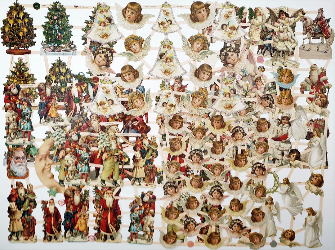 Set mit 9 Bögen Glanzbilder Oblaten Scrapbook Poesie Motiv Weihnachten zum Basteln, Dekorieren, Verz