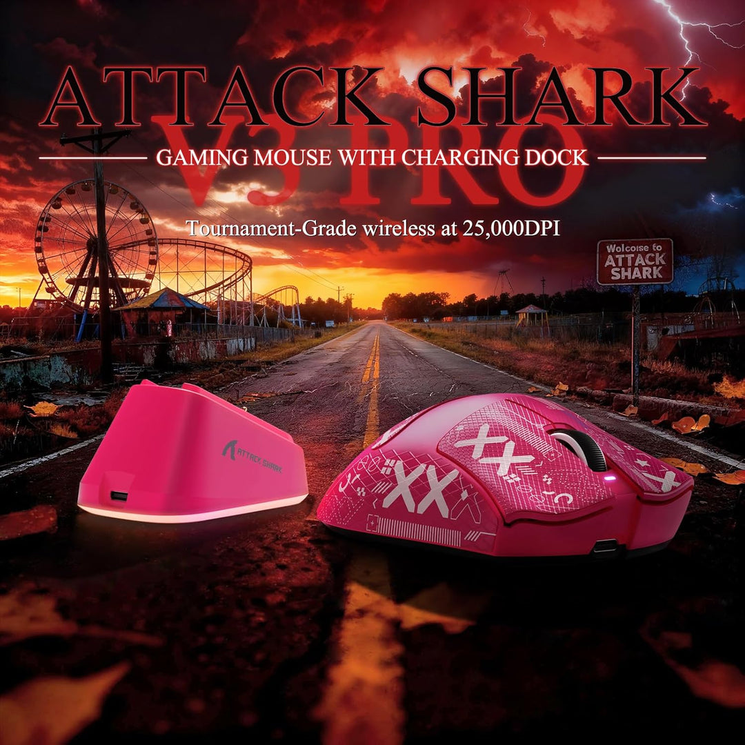 MAMBASNAKE x Attack Shark V3PRO Kabellose Gaming-Maus mit Magnetischer Ladestation, PAW3311-Sensor,