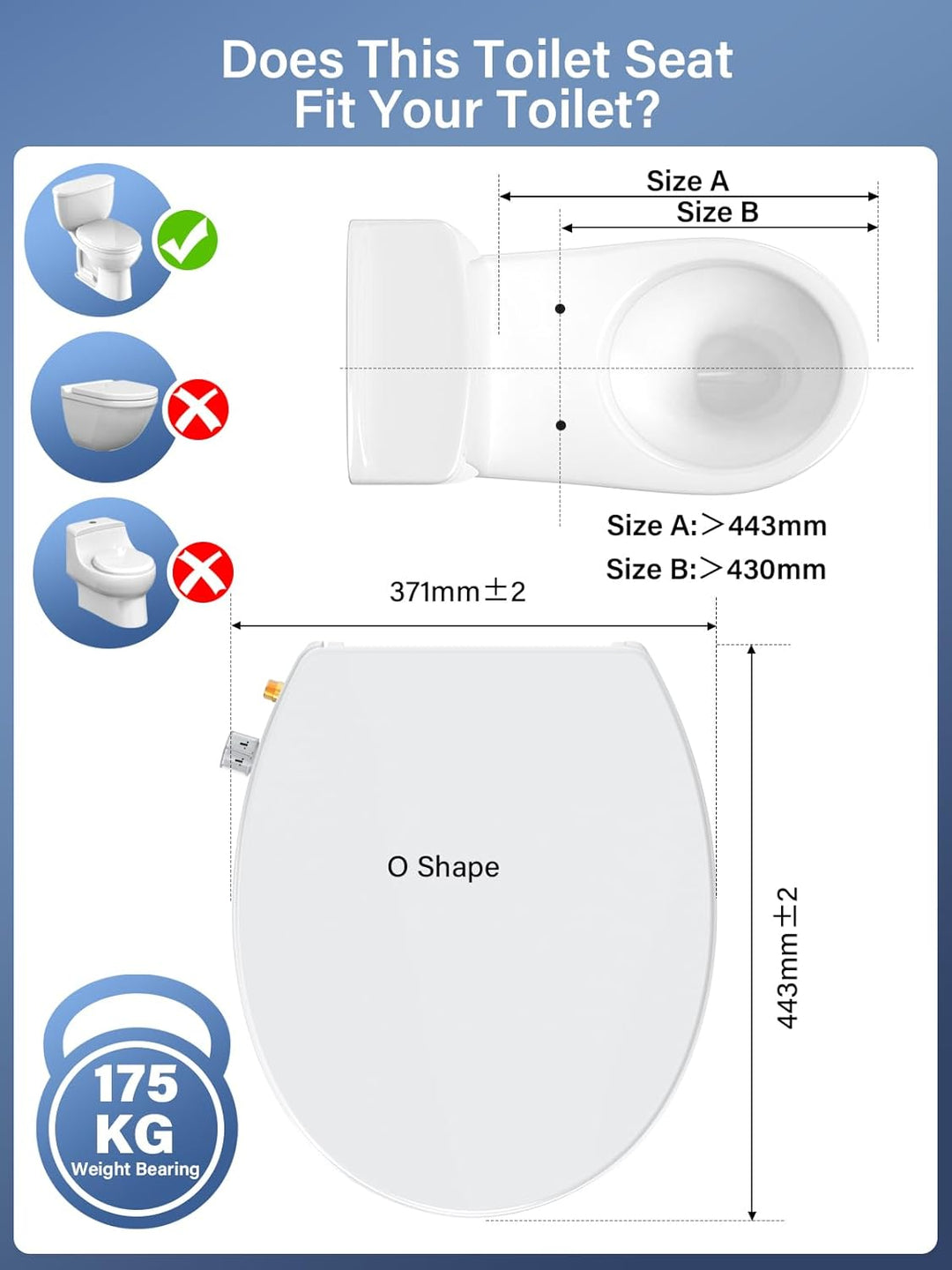 Toilettendeckel mit Bidet,YEAUPE PRO WC Sitze mit Absenkautomatik, nicht elektrisch, mit selbstreini