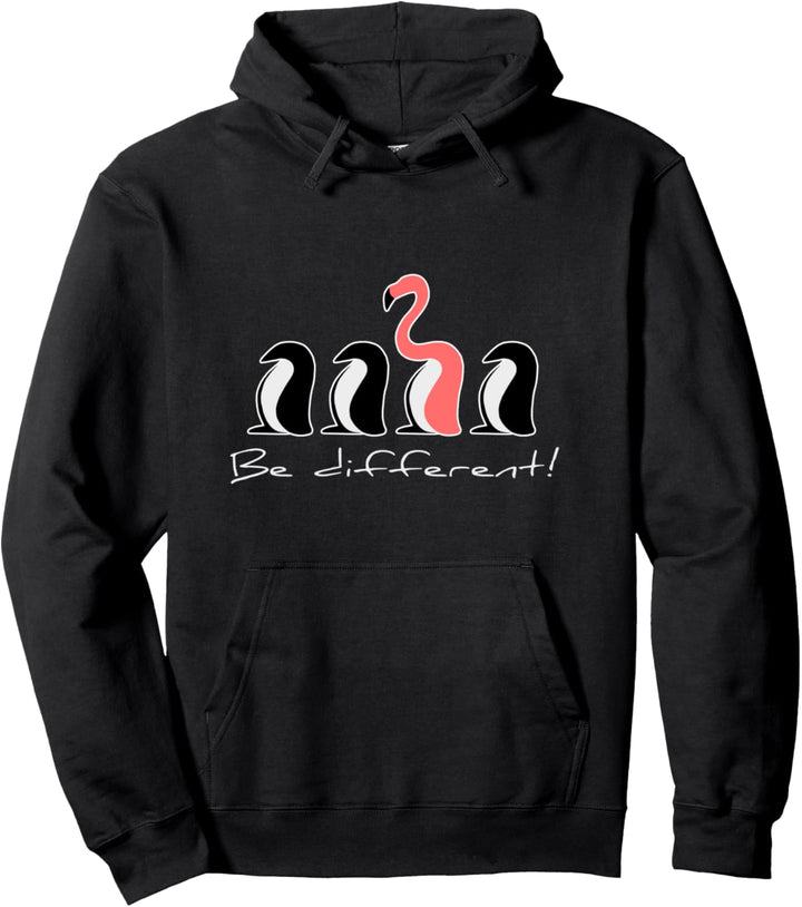Flaminguin Funky Pink Flamingo Pinguin Be Different Pullover Hoodie